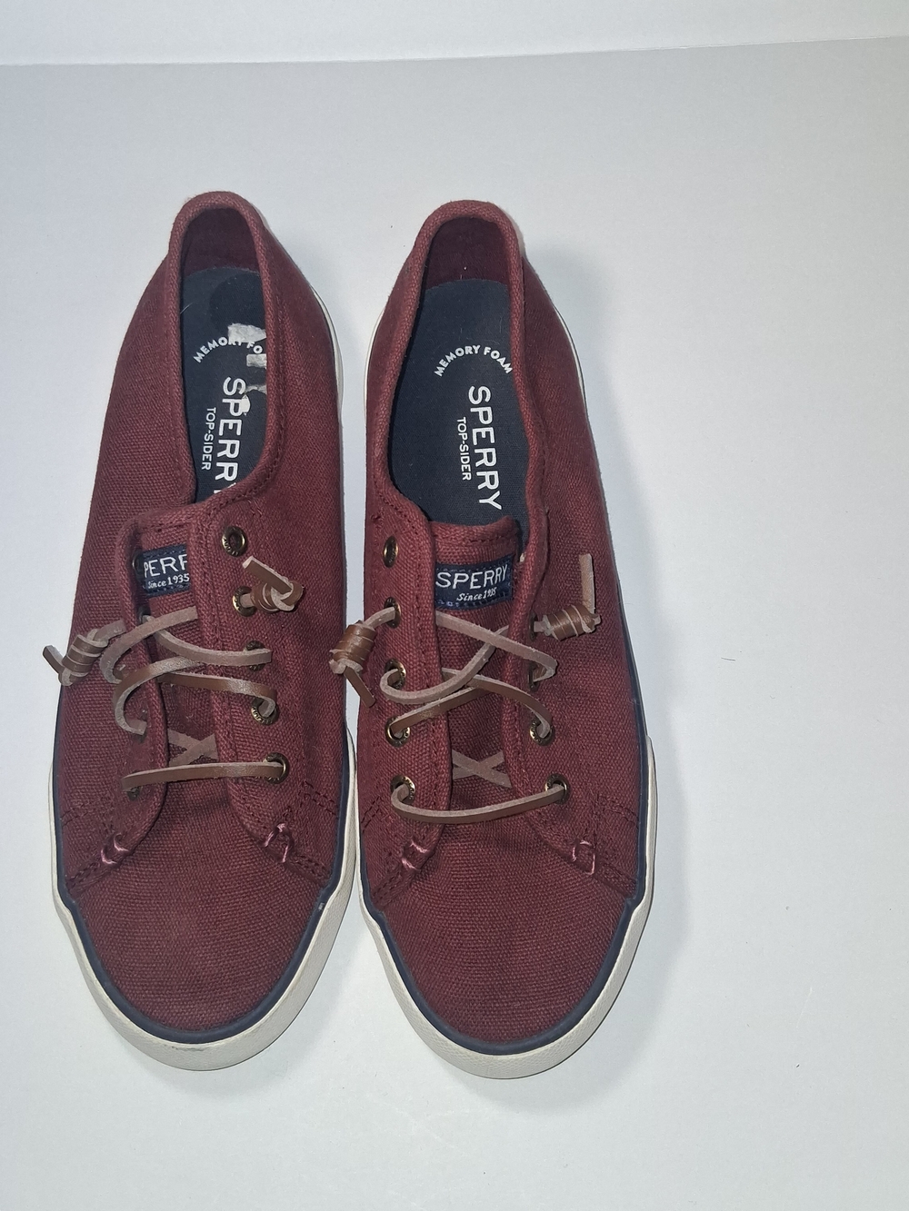 Sperry Women's Maroon Canvas Boat Shoe US Size 8.5 EUC